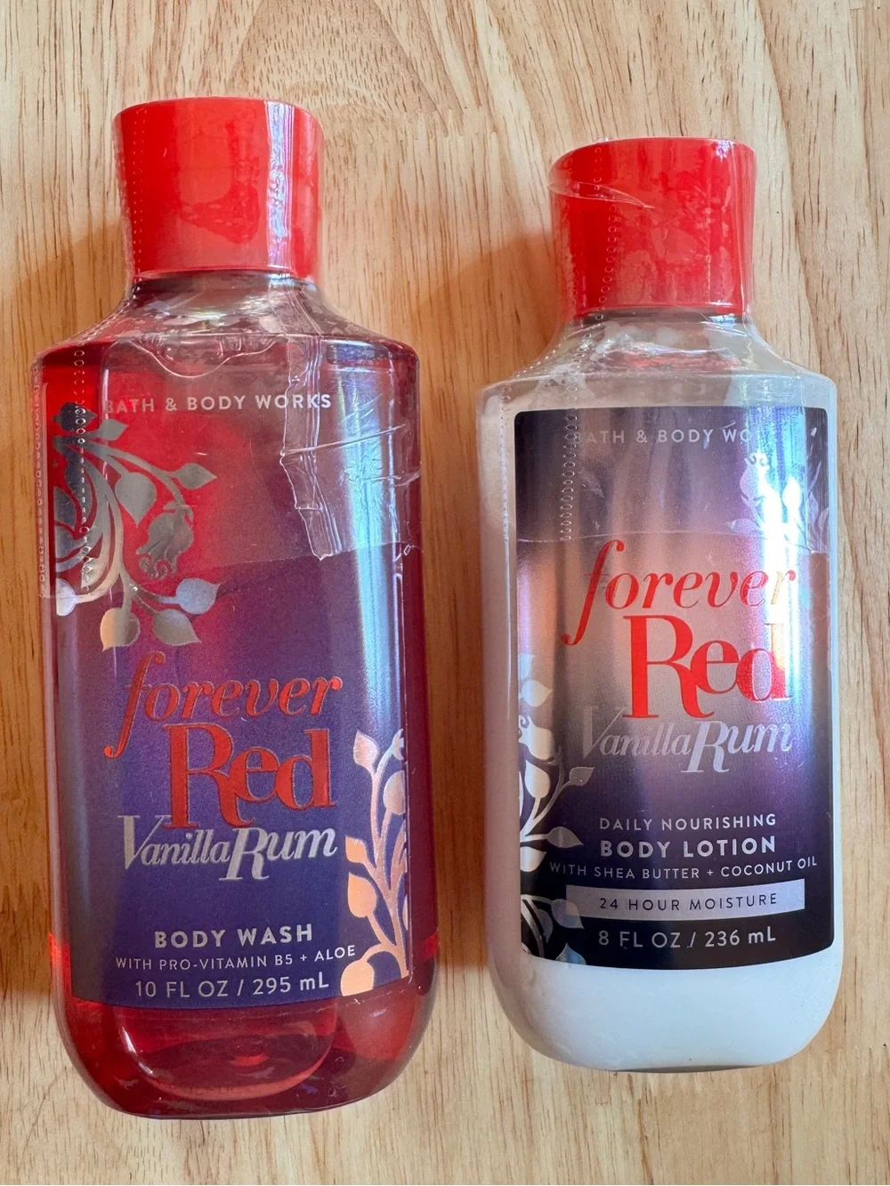 Bath & Body Works Forever Red Vanilla Rum Body Wash & Lotion Set - Red
